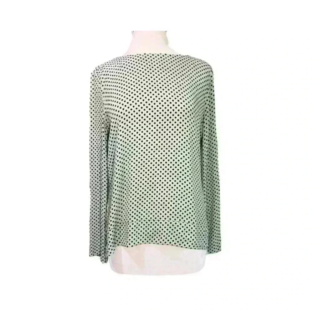 Philosophy Rayon Women's Green Black Dot Top, Size‎ Small